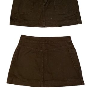 Black jean material skirt.